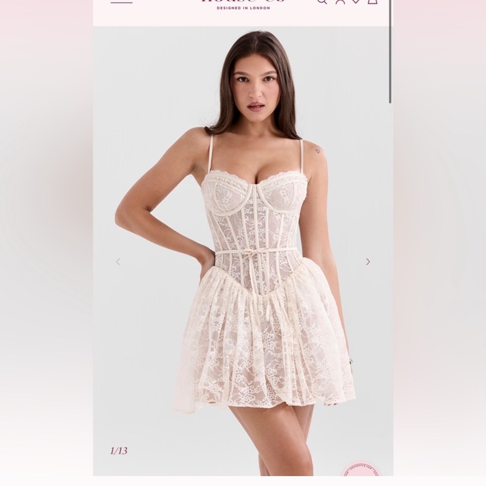 House of CB Cream Lace Corset Dress